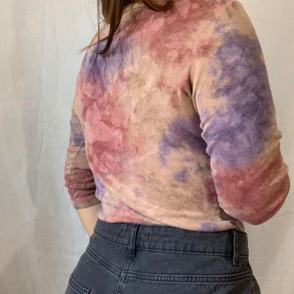 Tan Tye Dye Sparkly 3/4 Sleeve top - Picture 4 of 4